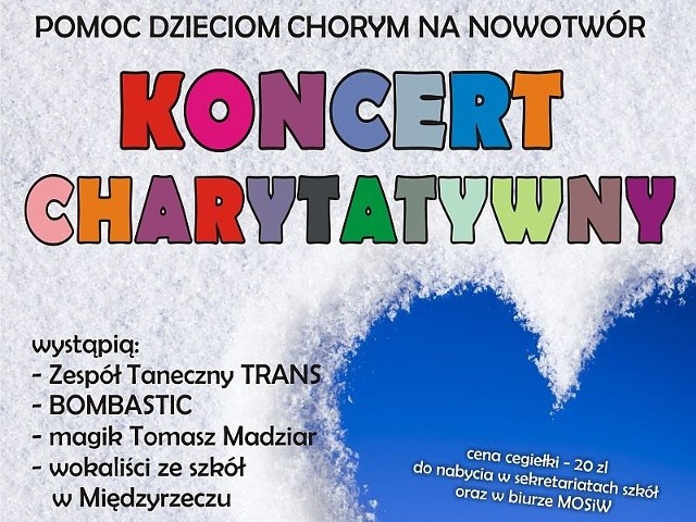 W sobotę w hali sportowo-widowiskowej w Międzyrzeczu odbędą się dwa charytatywne koncerty. Zobaczymy m.in. znany w regionie zespół Trans. Dochód przeznaczony zostanie na leczenie chorych na raka dzieci.