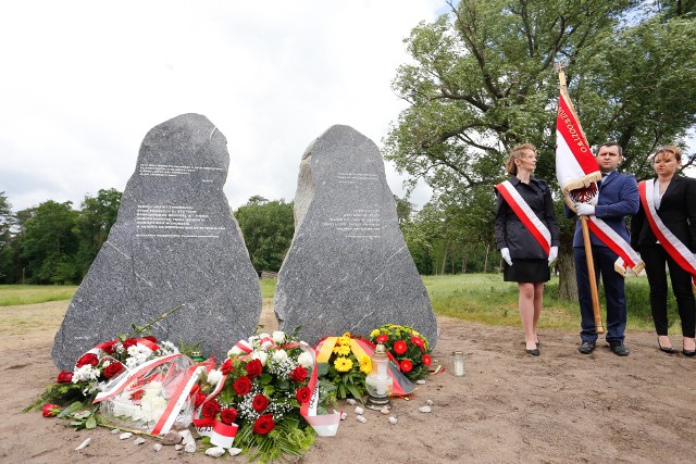 Podwójny obelisk nawiązuje kształtem do macewy, tradycyjnego żydowskiego nagrobka. Umieszczone na nim motto, po polsku i po hebrajsku, to słowa ze Starego Testamentu: „Czyż może niewiasta zapomnieć o swym niemowlęciu,/ ta, która kocha syna swego łona?/ A nawet, gdyby ona zapomniała,/ Ja nie zapomnę o tobie” ( Iz 49, 15). Poniżej, także w dwóch językach, znajduje się informacja, że pomnik ufundowała społeczność województwa kujawsko-pomorskiego.