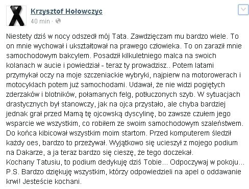Tragedia Krzysztofa Hołowczyca. Nie żyje Ludwik Hołowczyc,...
