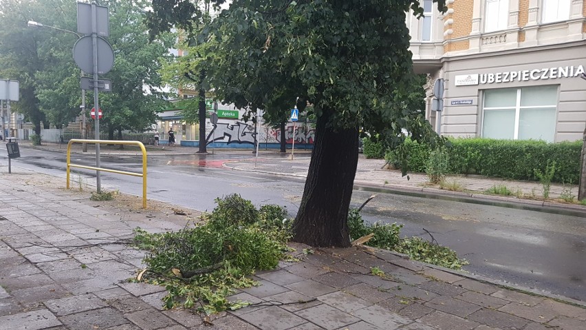 Skutki wichur w Bydgoszczy - zalane ulice, połamane drzewa i...