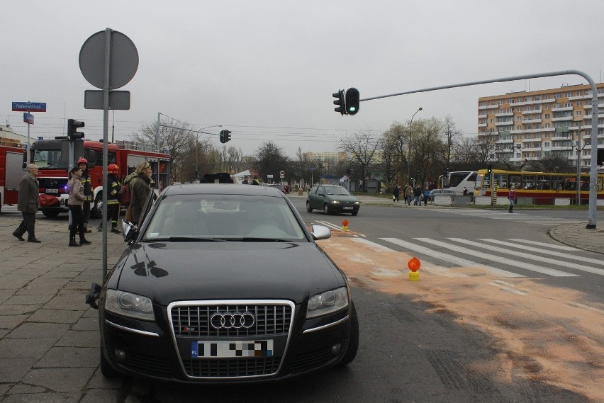 Wypadek na Paderewskiego w Łodzi. Ranna kobieta [ZDJĘCIA]