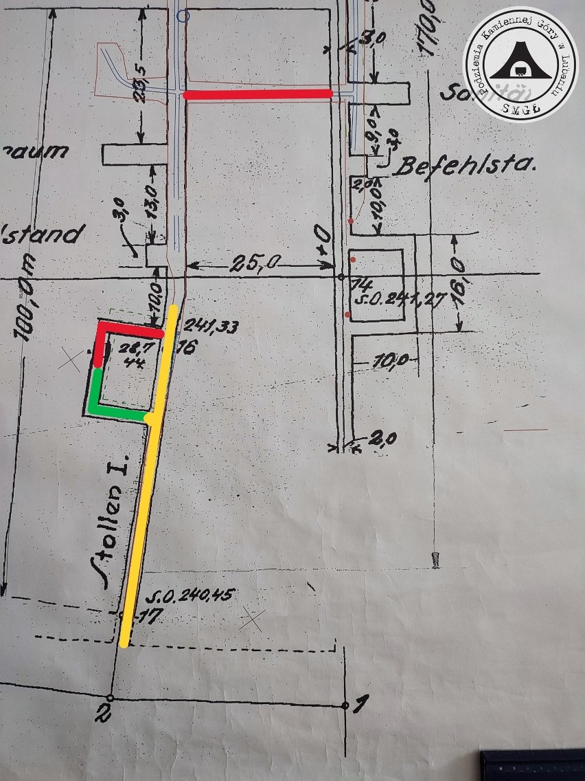 Na mapce zaznaczono kolorem żółtym prace wykonane w I...