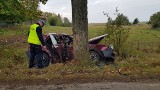 Wypadek pod Braniewem 5.10.2018. Na drodze Stare Siedlisko - Dębiny samochód uderzył w drzewo. Nie żyje 21-latek. 18-letni kierowca ranny