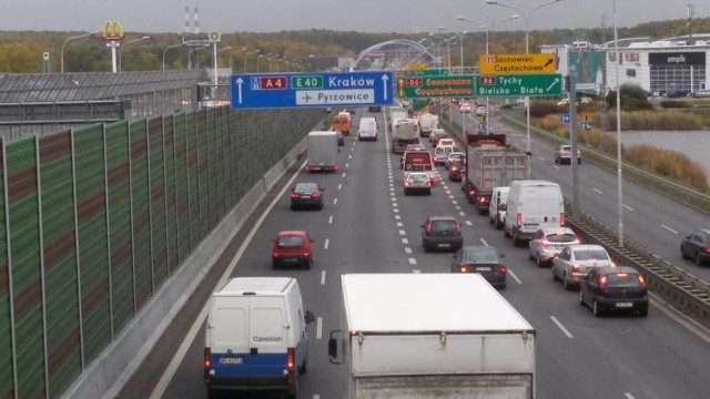 Autostrada A4 w Katowicach przed węzłem Murckowska