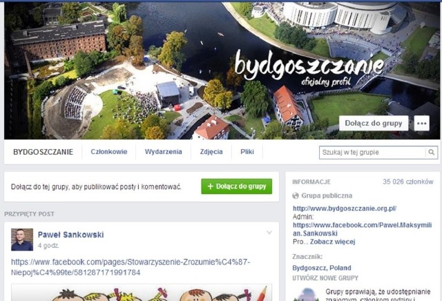 Facebookowa grupa "BYDGOSZCZANIE" ma już 34870 członków