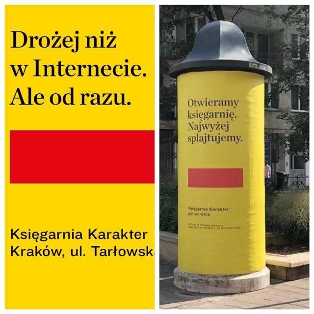 KarakterKsięgarnia w Krakowie otwarta w 2018 roku. Prowadziła dość kontrowersyjną kampanię reklamową, rozklejając zrobione w minimalistycznym stylu plakaty z prostymi, czasem wyzywającymi hasłami.