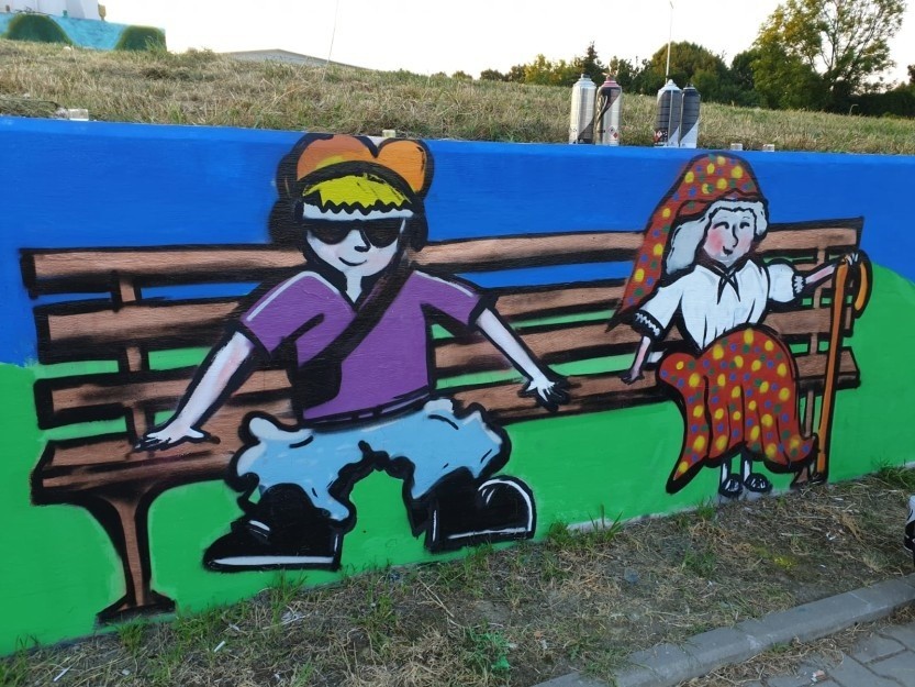 Kocmyrzów-Luborzyca. Jadąc droga wojewódzką nie można oderwać wzroku od muralu. To dzieło najmłodszych mieszkańców gminy 
