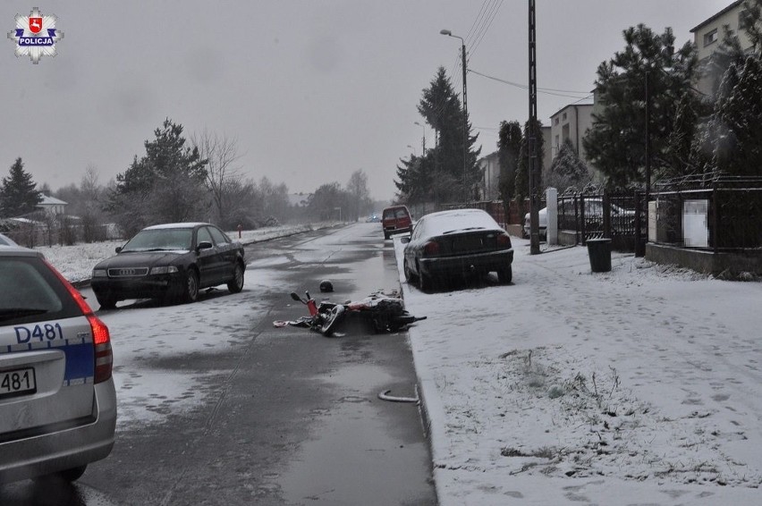 Wypadek w Białej Podlaskiej. Omijał kałużę, zderzył się z motorowerem (ZDJĘCIA)