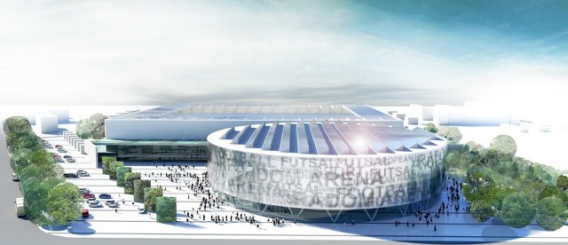 Jedna z pierwszych wizualizacji kompleksu hali sportowo - widowiskowej oraz nowoczesnego stadionu w Radomiu.