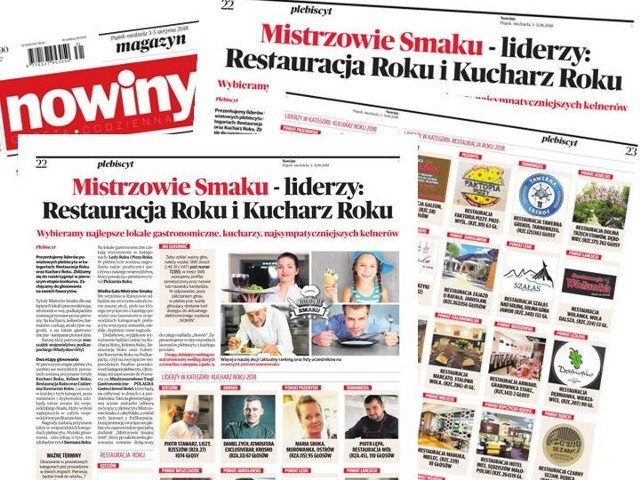 Ranking liderów powiatowych w kategoriach KUCHARZ ROKU , RESTAURACJA ROKU z dnia 2 sierpnia. Przypominamy głosowanie w etapie powiatowym plebiscytu trwa do wtorku 7 sierpnia. Jeszcze wszystko może się zmienić!