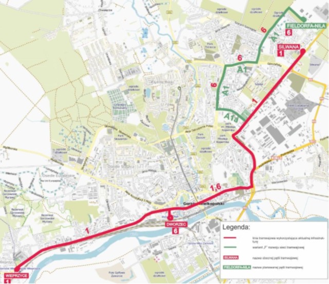 Takie rozwiązanie sugeruje plan transportowy: likwidację trasy na Piaski i rozbudowę tramwajowej sieci na Górczynie.