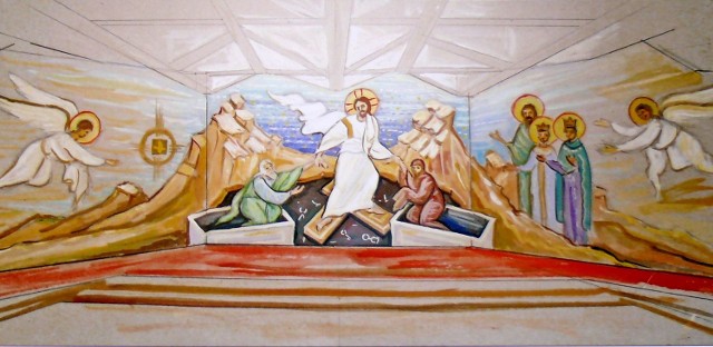 Projekt mozaiki w Kaplicy Zmartwychwstania.