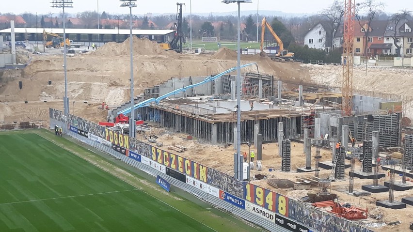 Stadion Pogoni Szczecin - stan 3 kwietnia 2021.