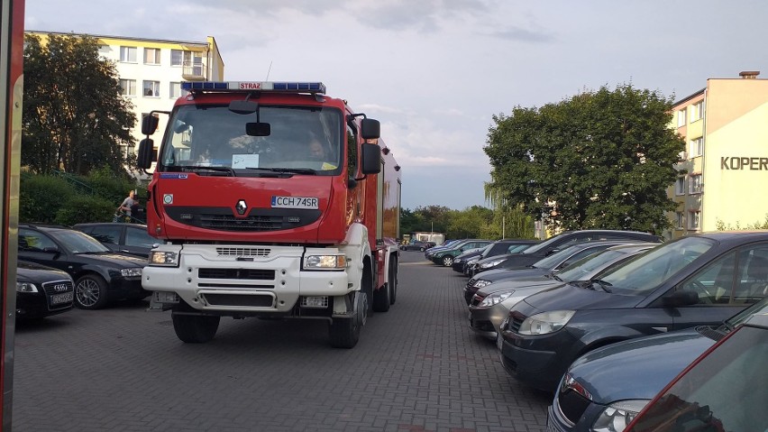 Pożar w bloku, przy ul. Kopernika 9 w Chełmnie, na...