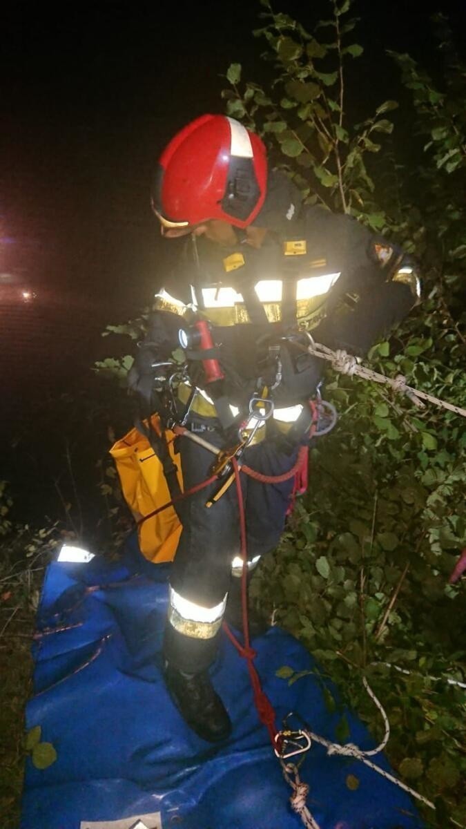 Piesek został uwięziony na skalnej półce na Górze świętej Anny. Pomogli mu strażacy