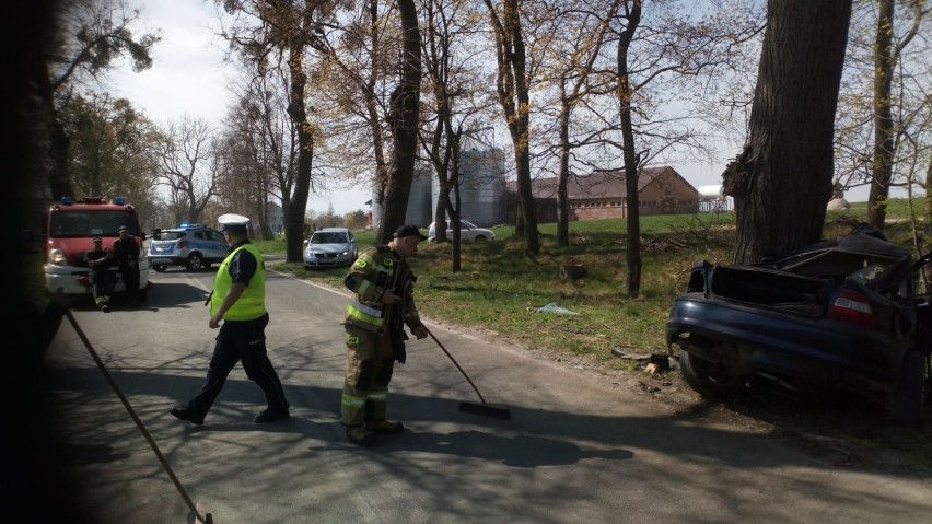 Śmiertelny wypadek w Krzykosach. Samochód uderzył w drzewo. 2 osoby nie żyją