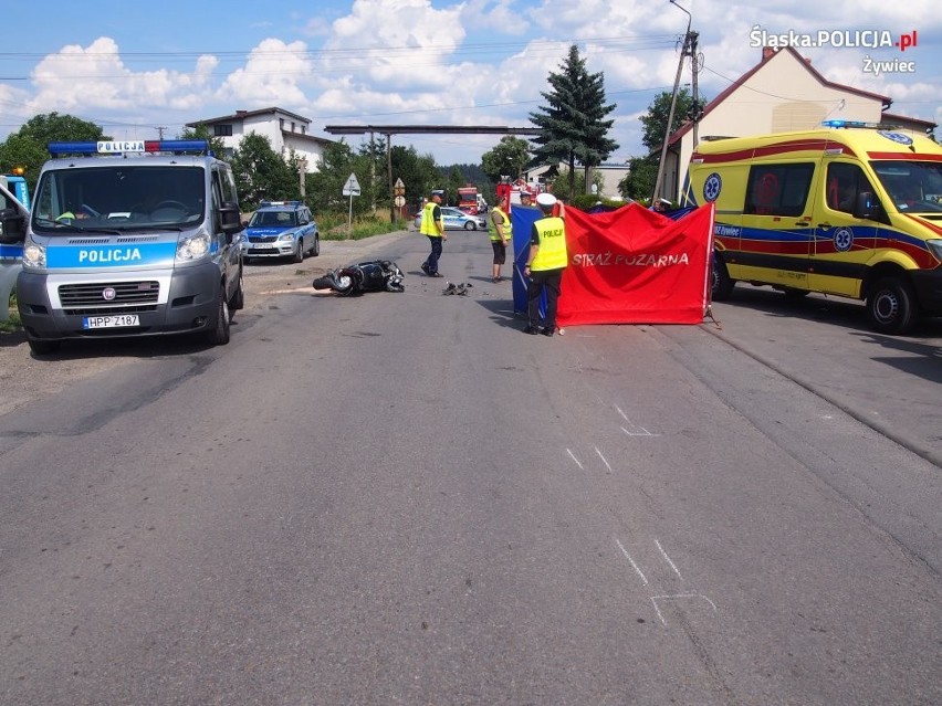 Wypadek motocyklisty w Żywcu