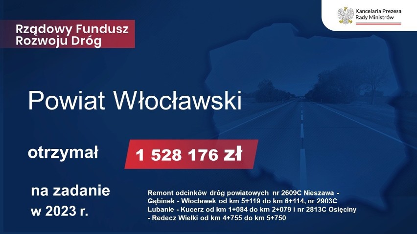 Dofinansowanie z Rządowego Funduszu Rozwoju Dróg dla gmin z powiatu włocławskiego [zdjęcia]