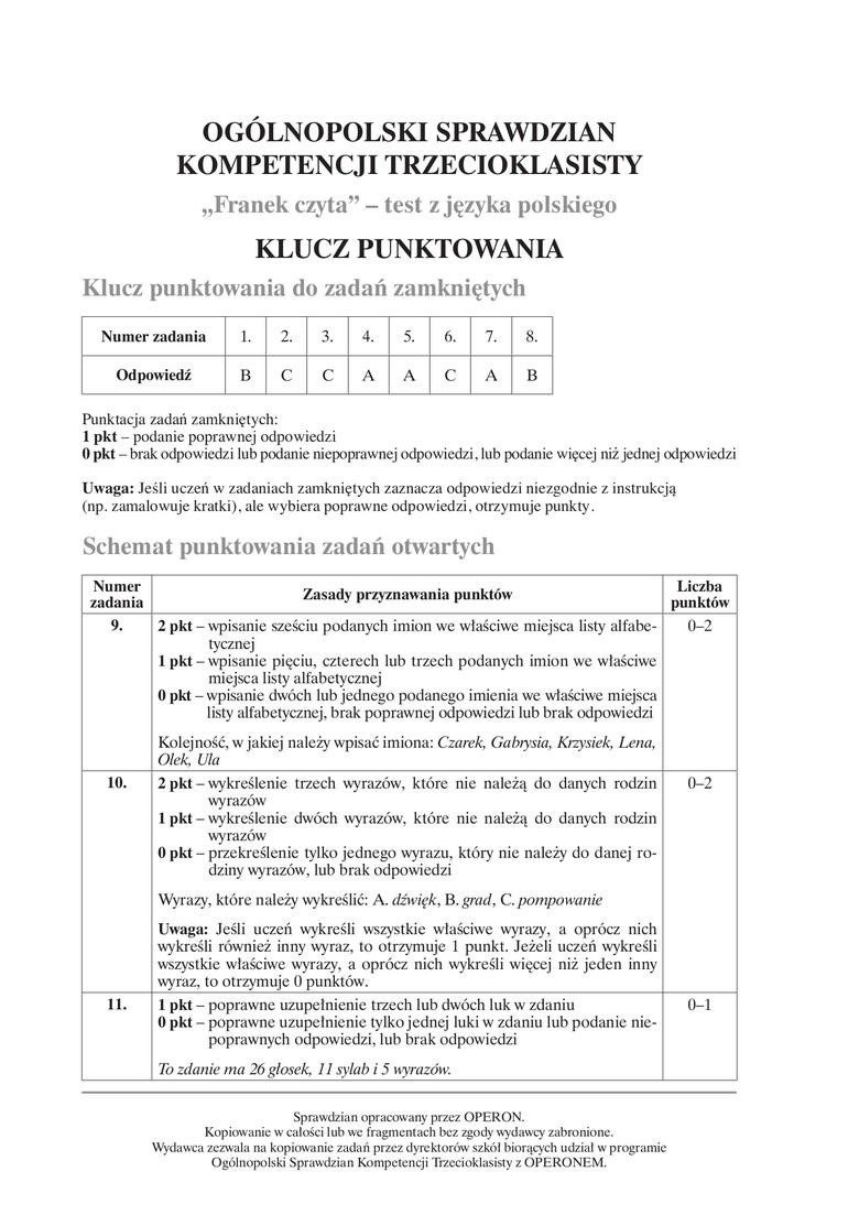 Sprawdzian/TEST trzecioklasisty Operon 2016: jakie będą zadania
