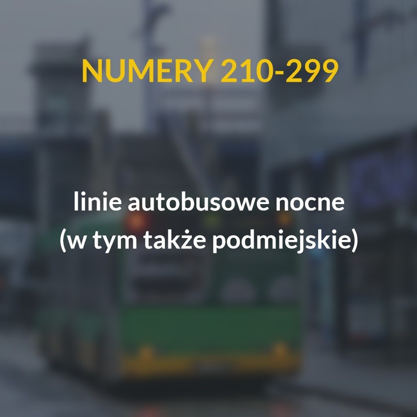 Numery od 210 do 299 są zarezerwowane dla linii autobusowych...
