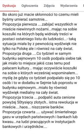 Nawoływał do zbrodni i zbiorowych samobójstw          