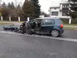 Wypadek w Opatowcu. Czołowe zderzenie dwóch samochodów, cztery osoby poszkodowane