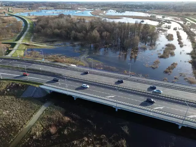 Widawa, tuż po świętach, przekroczyła stan alarmowy o ponad pół metra! Woda rozlała się na teren między nowymi wałami przeciwpowodziowymi. W pobliżu Psiego Pola i Zgorzeliska powstały potężne rozlewiska.