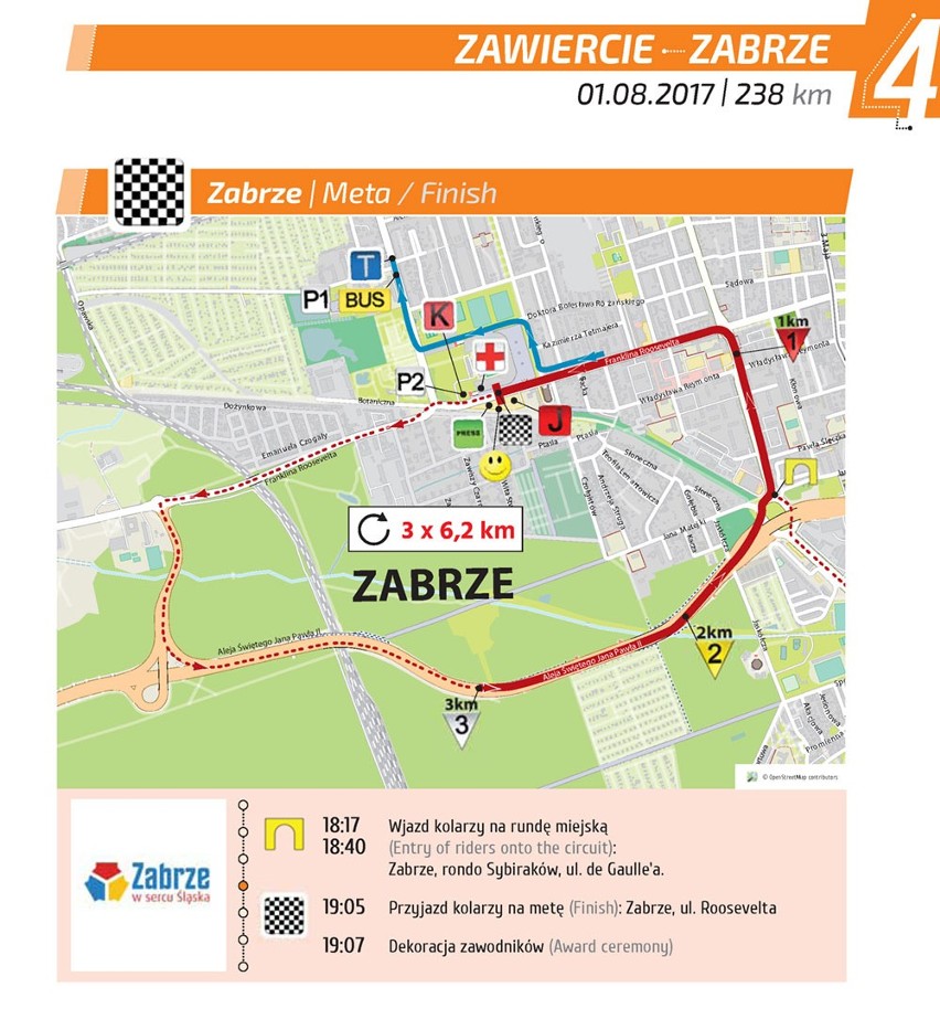 TOUR DE POLOGNE 2017 ZABRZE: TRASA TDP 2017, GODZINY PRZEJAZDÓW, UTRUDNIENIA