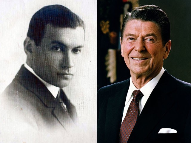 Od lewej: Serweryn Nowakowski, Ronald Reagan