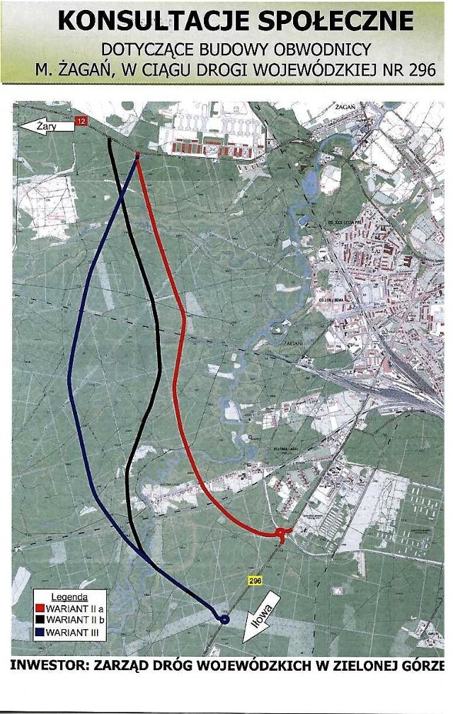 Trzy warianty nowej części obwodnicy Żagania