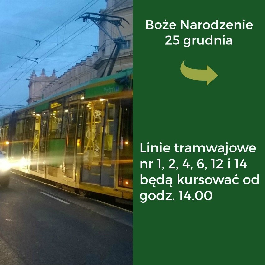 25 grudnia 2016 roku autobusy i tramwaje MPK Poznań będą...