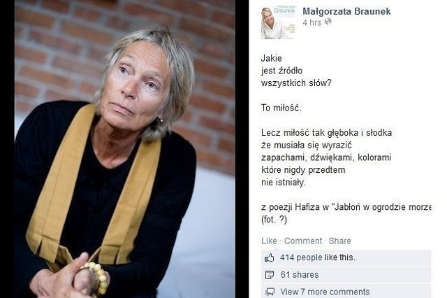 Małgorzata Braunek (fot. screen z Facebook.com)
