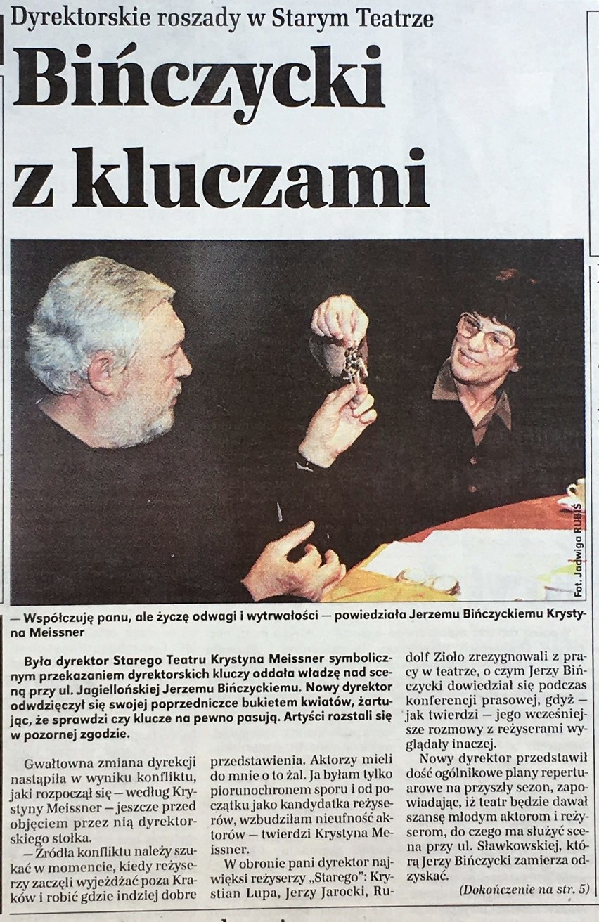 Stary Teatr w Krakowie w lipcu 1998 roku zyskał nowego...