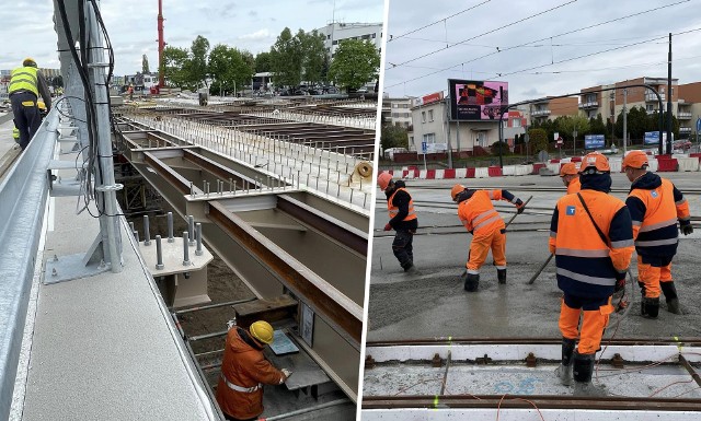 Prace przy budowie mostów nad Brdą oraz przy rozjazdach na Fordońskiej w Bydgoszczy - piątek, 5 maja 2023