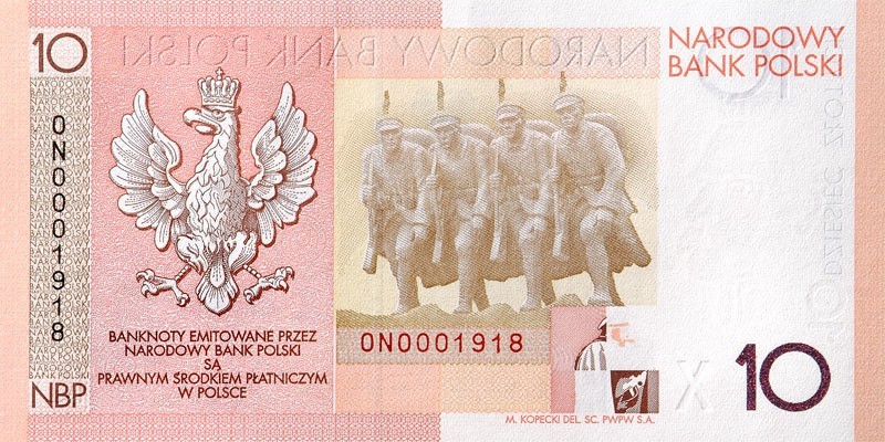 Na odwrotnej stronie banknotu umieszczono wizerunek Orła...
