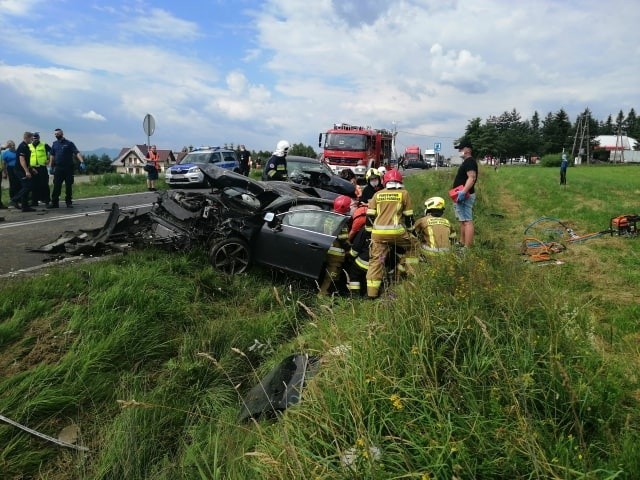 Wypadek na DW 957 w Jabłonce