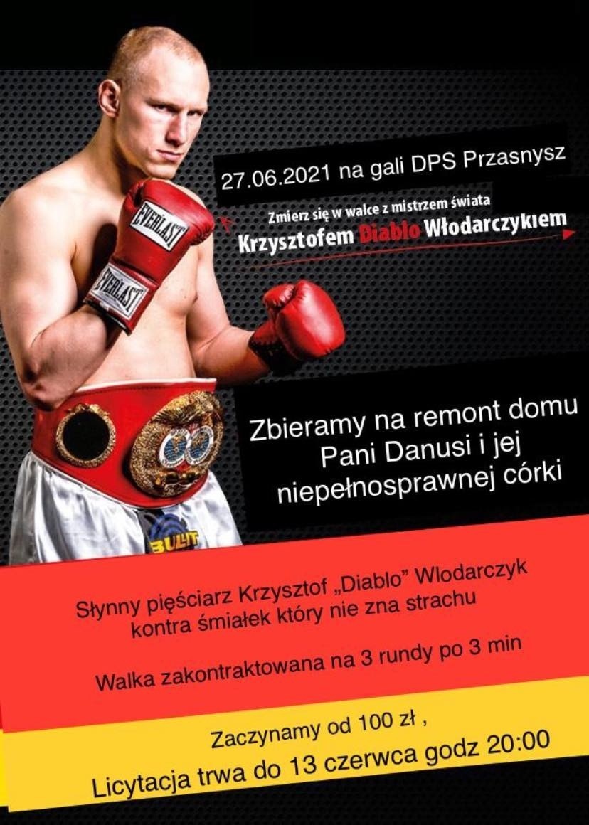 Krzysztof Diablo Włodarczyk pomaga rodzinie z Ożumiecha, pow. przasnyski. Można wylicytować... walkę z nim na ringu