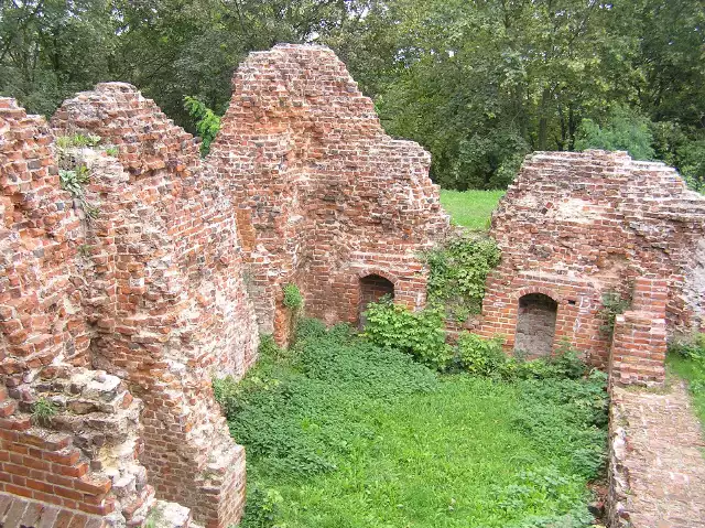Ruiny dawnego zamku i pałacu biskupiego w Raciążku.