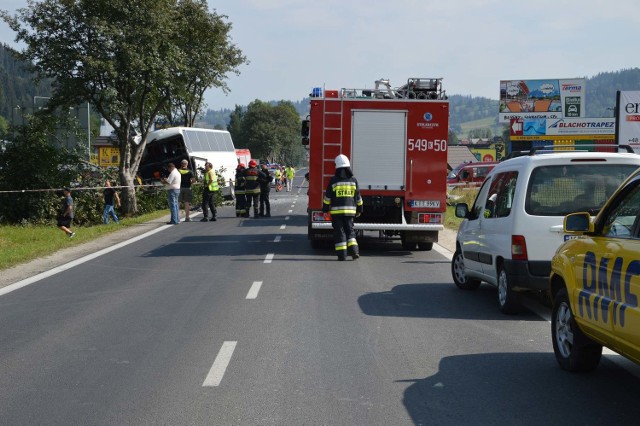 Wypadek w Zakopanem. Zderzenie autobusu z samochodem osobowym