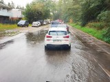Korki, ukryte pod wodą dziury i rozlewiska na pół jezdni - tak wygląda trasa objazdu remontowanej ul. Krakowskiej