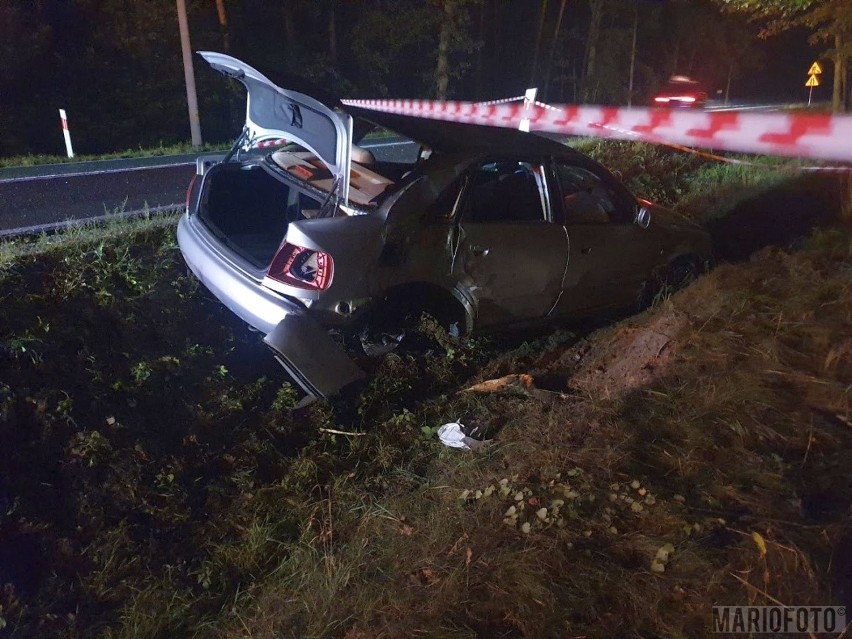 Wypadek w Jasieniu. Audi A4 wypadło z drogi krajowej nr 45 i...