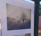 Wystawa fotografii Daniela Dmitriewa w Lublińcu. Ukazują one miasto okryty przez mgłę.