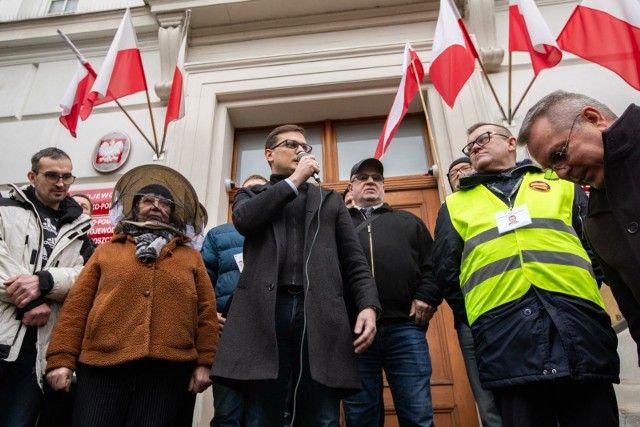 Wojewoda kujawsko-pomorski na proteście rolników w Bydgoszczy - 20.02.2024.