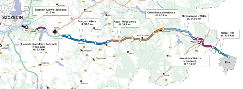 Budowa 114 km drogi S10 między Szczecinem a Piłą. W przyszłości pojedziemy nią do Warszawy