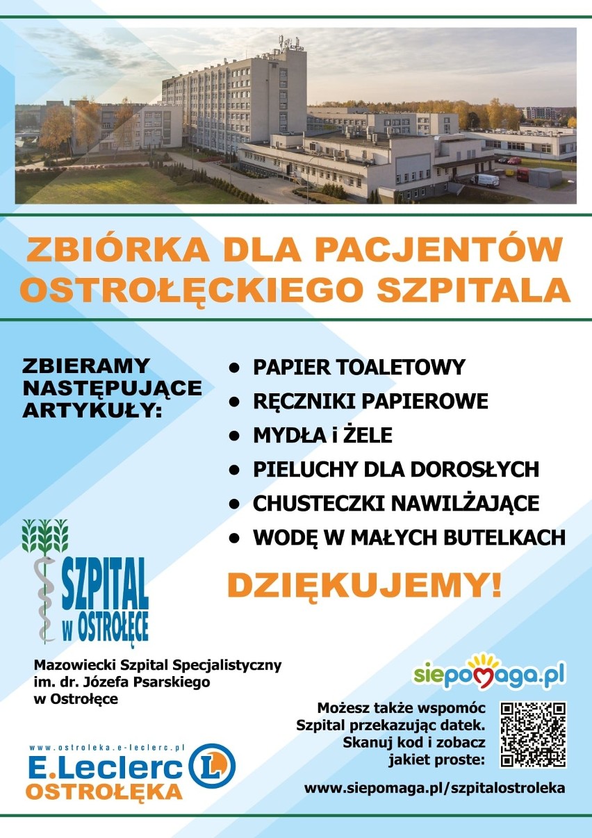 Ostrołęka. E.Leclerc organizuje zbiórkę dla pacjentów ostrołęckiego szpitala. Każdy może pomóc