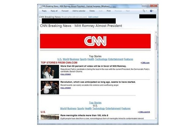 Szukasz Obamy, a trafiasz na strony z wirusemCyberprzestępcy fabrykowali też wiadomości pochodzące rzekomo z CNN. Ale zamiast artykułu był trojan