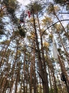 W Koperni paralotniarz zawisł na drzewach, 10 metrów nad ziemią. Strażacy w akcji!