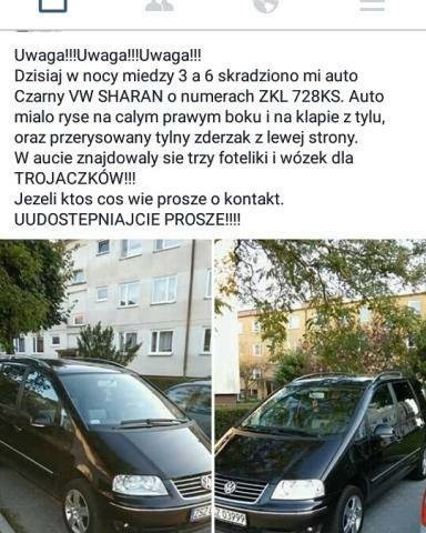 Ukradli samochód rodziców gościńskich trojaczków! Ze specjalnym wózkiem w środku