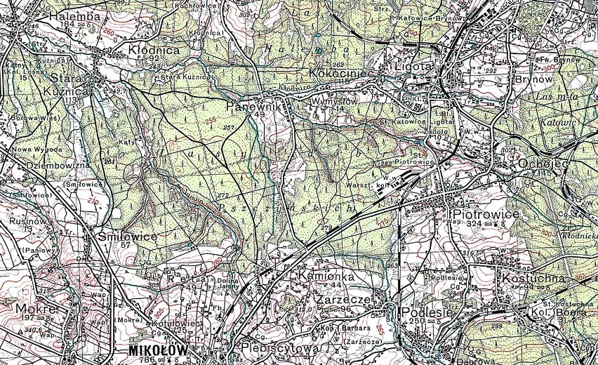 Podejścia do Katowic na przedwojennej mapie. 3 września 1939...