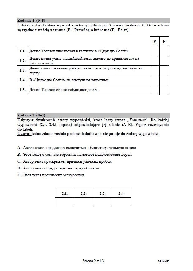 MATURA 2015. ROSYJSKI podstawowy. TECHNIKUM LICEUM. Mamy...